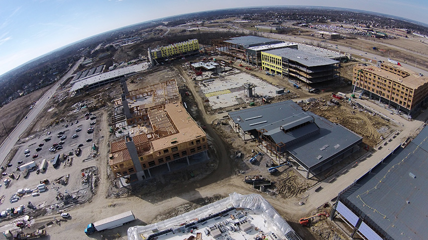 Aerial construction view of Liberty Center