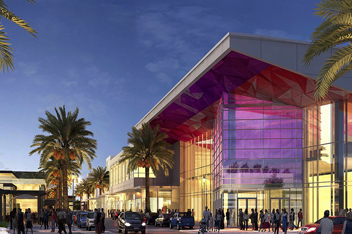 Rendering of large glass building in Lake Nona