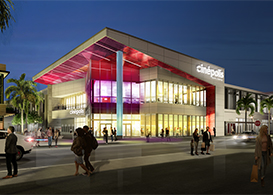 Rendering of cinema exterior at night