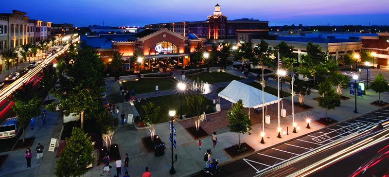 Overhead of courtyard area in Peninsula Town Center